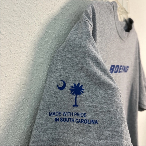 Boeing Shirt Mens Medium Gray Airplane Aerospace Aviation Cotton South Carolina - Picture 8 of 12